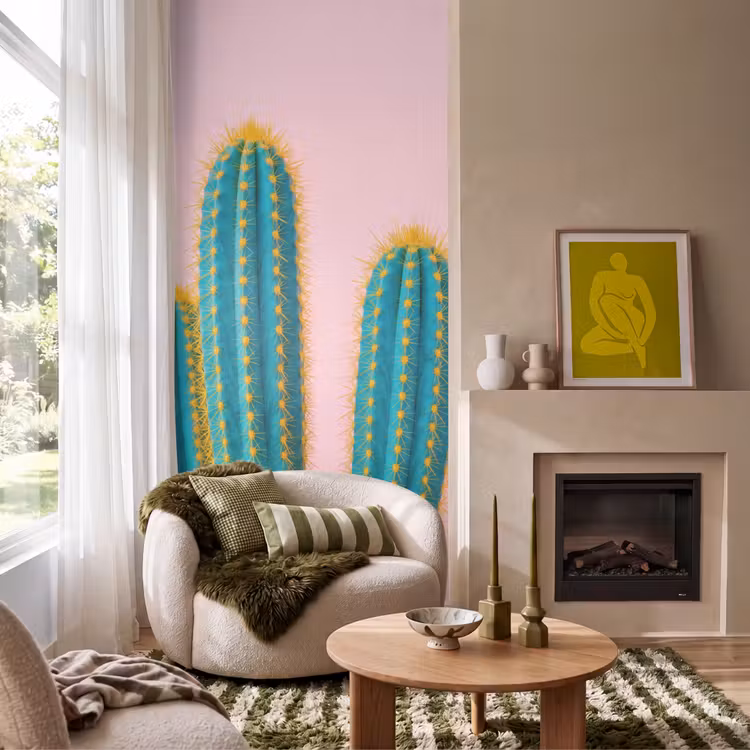 Cactussen - Modern - Pastel Behang Vlies klein -sfeer2