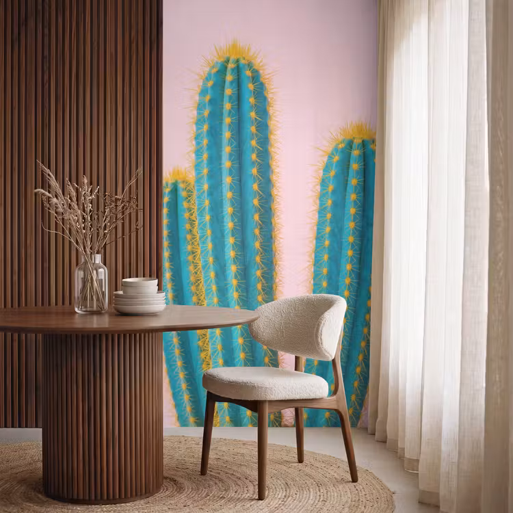 Cactussen - Modern - Pastel Behang Vlies klein -sfeer1