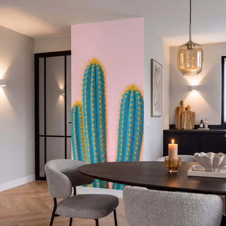 Cactussen - Modern - Pastel Behang Vlies klein -sfeer3
