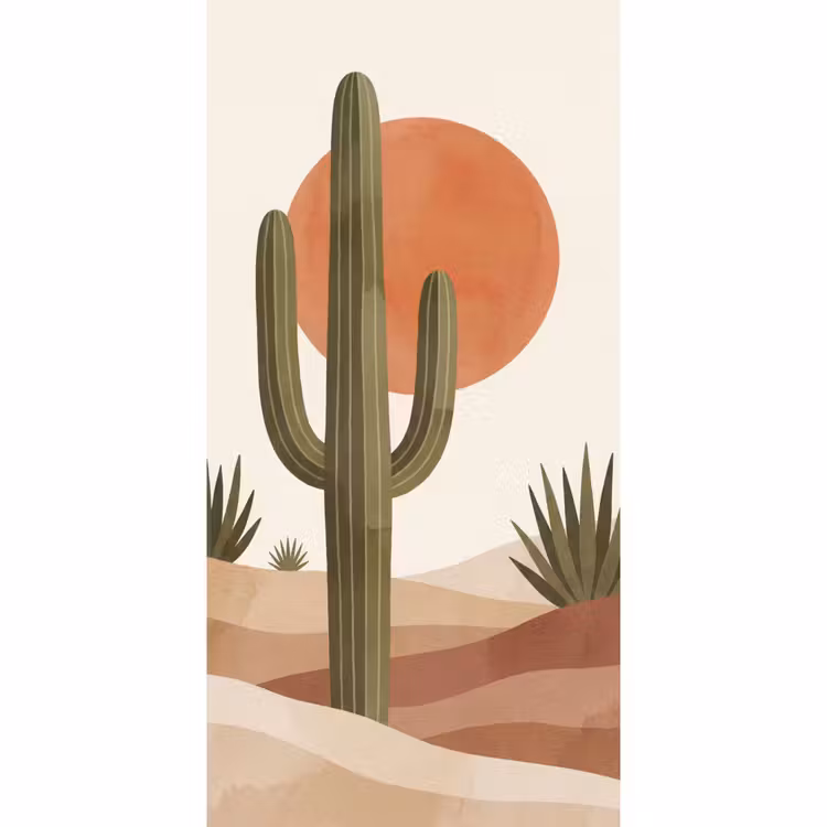 Cactus - Duinen - Modern - Landschap - Groen Behang Vlies klein -3d_website