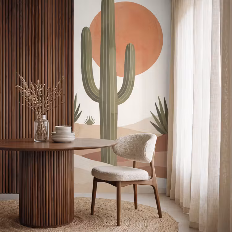 Cactus - Duinen - Modern - Landschap - Groen Behang Vlies klein -sfeer1