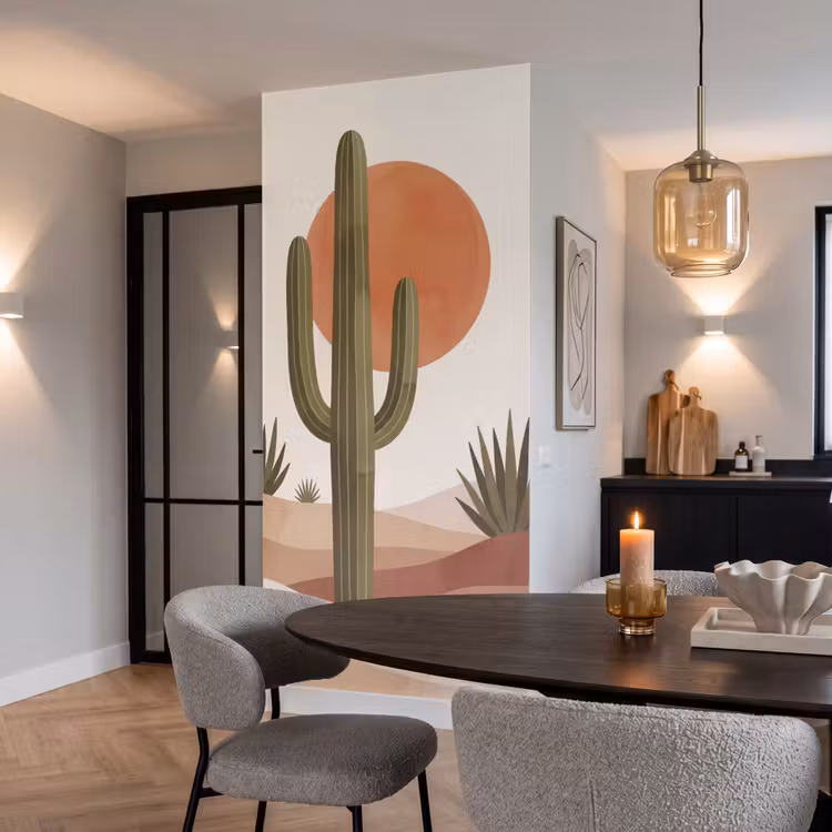 Cactus - Duinen - Modern - Landschap - Groen Behang Vlies klein -sfeer3
