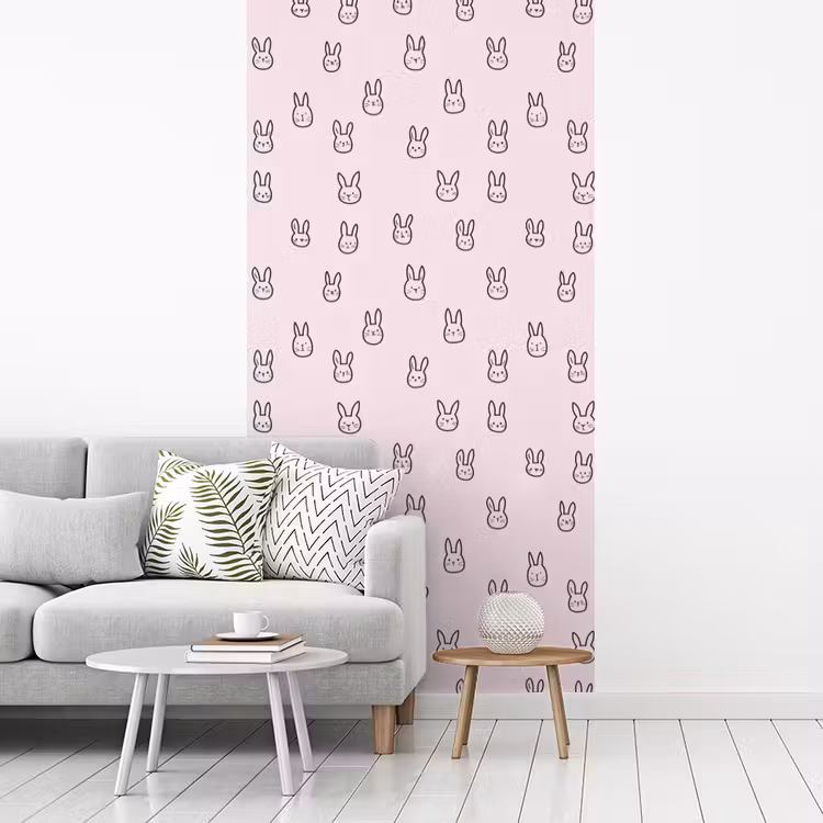 Konijnen - Minimalistisch - Roze fotobehang vinyl groot 64 -woonkamer
