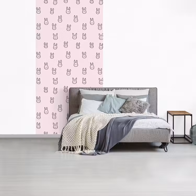 Konijnen - Minimalistisch - Roze fotobehang vinyl groot 64 -slaapkamer