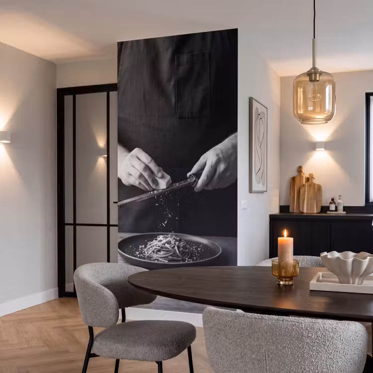 Kaas - Pasta - Rasp Behang Vlies klein -sfeer3