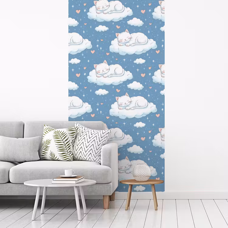 Kitten - Wolken - Blauw fotobehang vinyl groot 64 -woonkamer