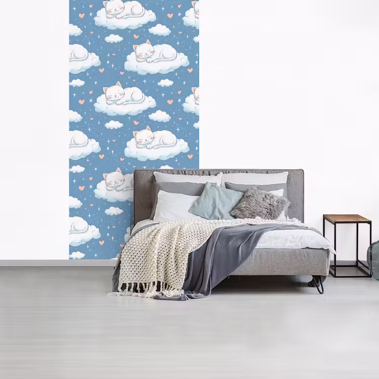 Kitten - Wolken - Blauw fotobehang vinyl groot 64 -slaapkamer