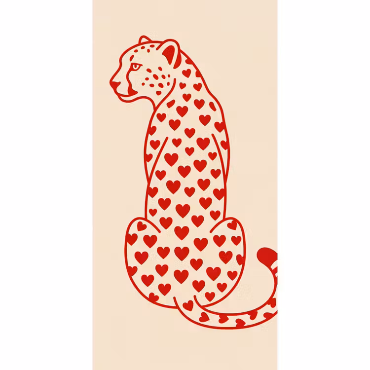 Kat - Harten - Dieren - Modern - Rood Behang Vlies klein -3d_website