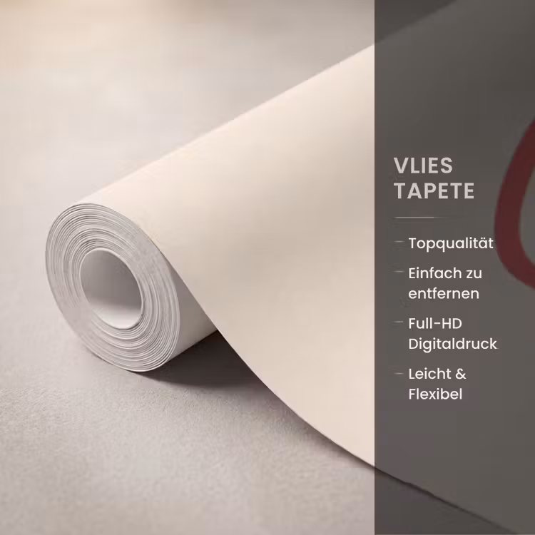 Kat - Harten - Dieren - Modern - Rood Behang Vlies klein -USP_closeupDE