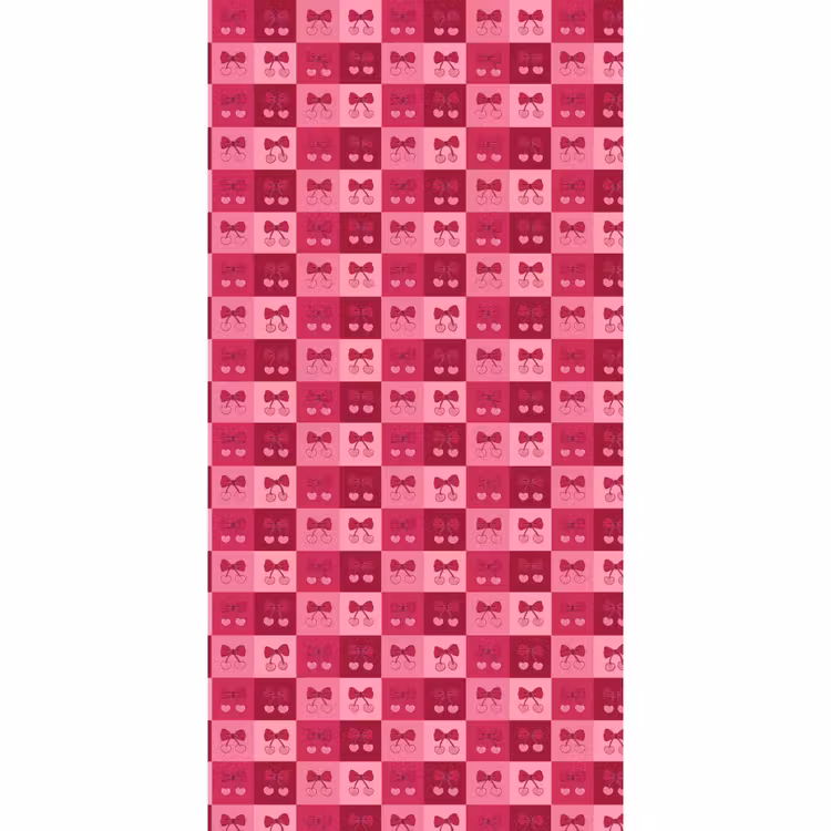 Kersen - Strikjes - Speels - Roze - Bordeaux Behang Vlies klein 1076 -3d_website