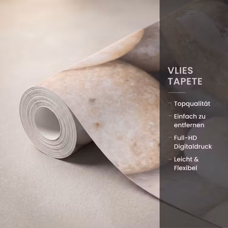 Kiezelstenen - Natuur - Textuur - Beige - Grijs Behang Vlies klein -USP_closeupDE