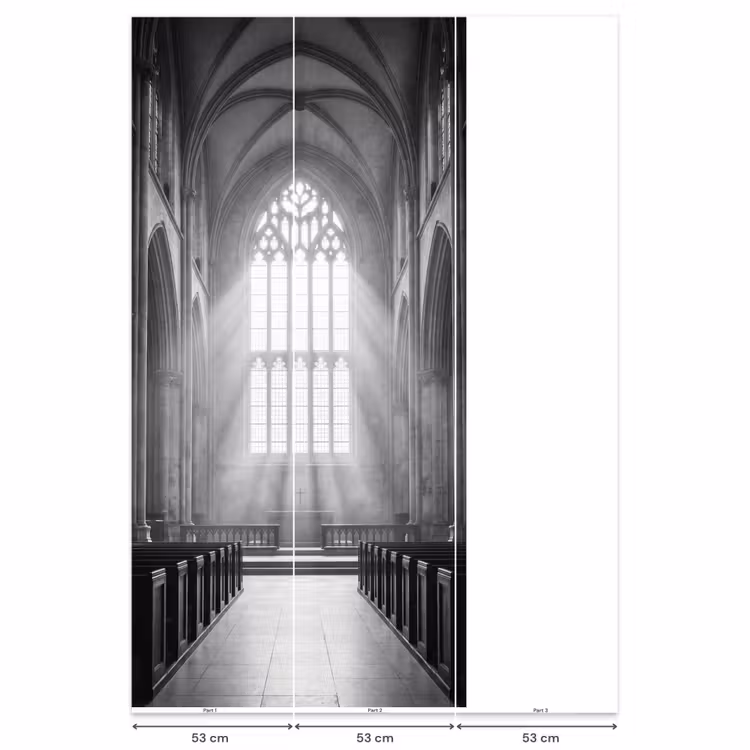 Kerk - Interieur - Lichtstralen - Architectuur - Klassiek Behang Vlies klein -USP_banen