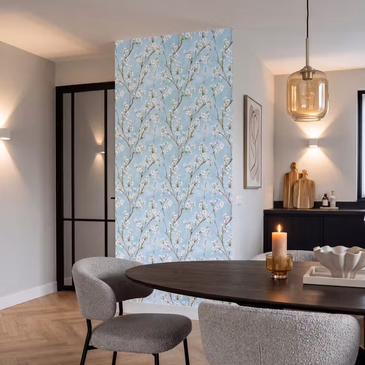 Kersenbloesem - Textuur - Blauw Behang Vlies klein 1076 -sfeer3