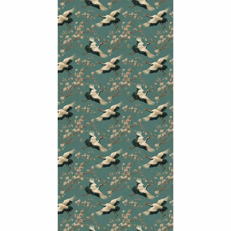 Kersenbloesem - Kraamvogels - Groen Behang Vlies klein 1076 -3d_website