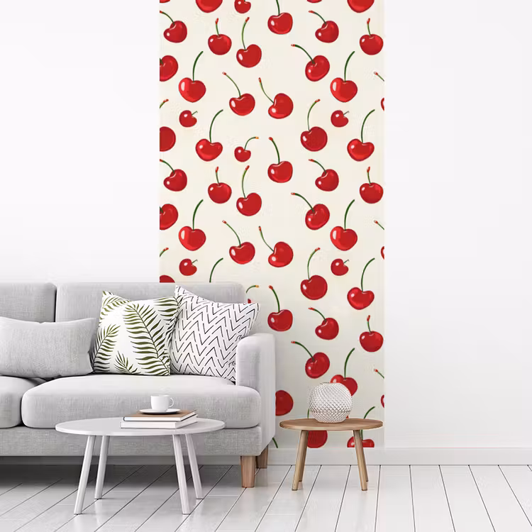 Kersen - Minimalistisch - Rood fotobehang vinyl groot 64 -woonkamer