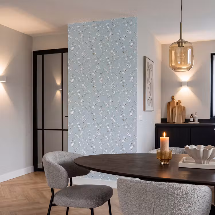 Klassiek - Bloemen - Blauw Behang Vlies klein 1076 -sfeer3