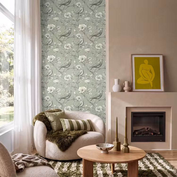 Klassiek - Botanisch - Groen Behang Vlies klein 1076 -sfeer2