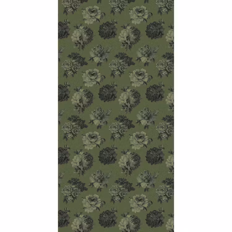 Klassiek - botanisch - olijfgroen - bloemen Behang Vlies klein 1076 -3d_website
