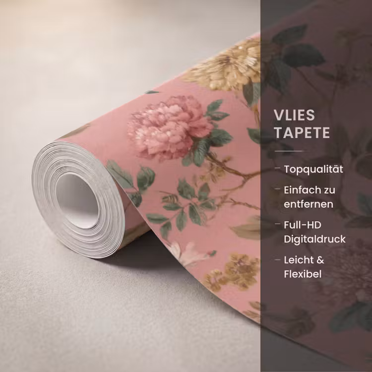 Klassiek - Botanisch - Roze Behang Vlies klein 1076 -USP_closeupDE