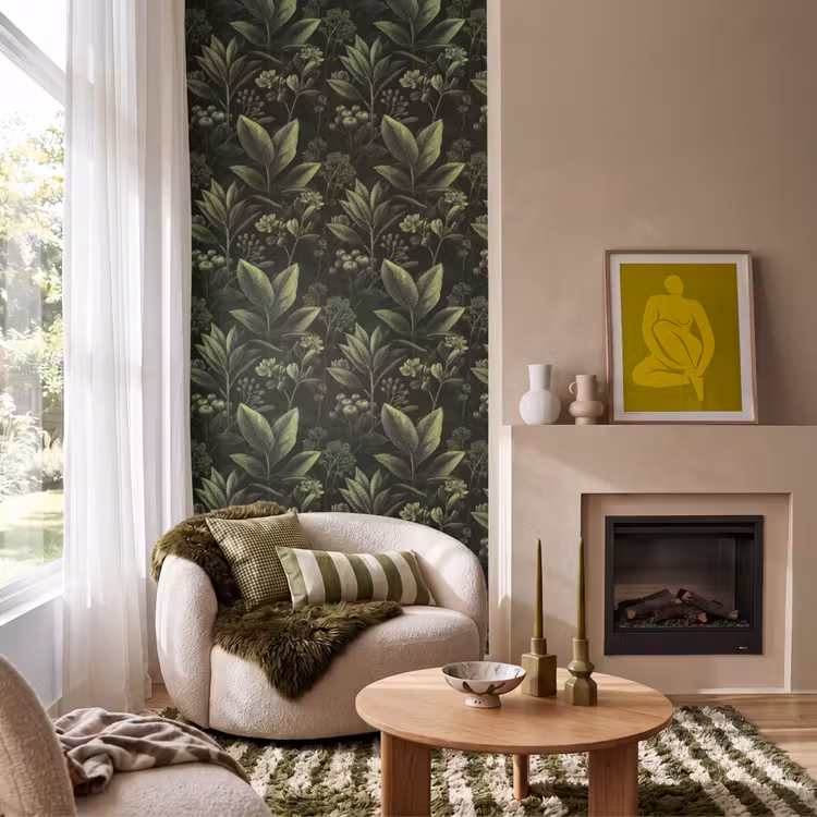 Klassiek - Donker - Botanisch - Planten Behang Vlies klein 1076 -sfeer2
