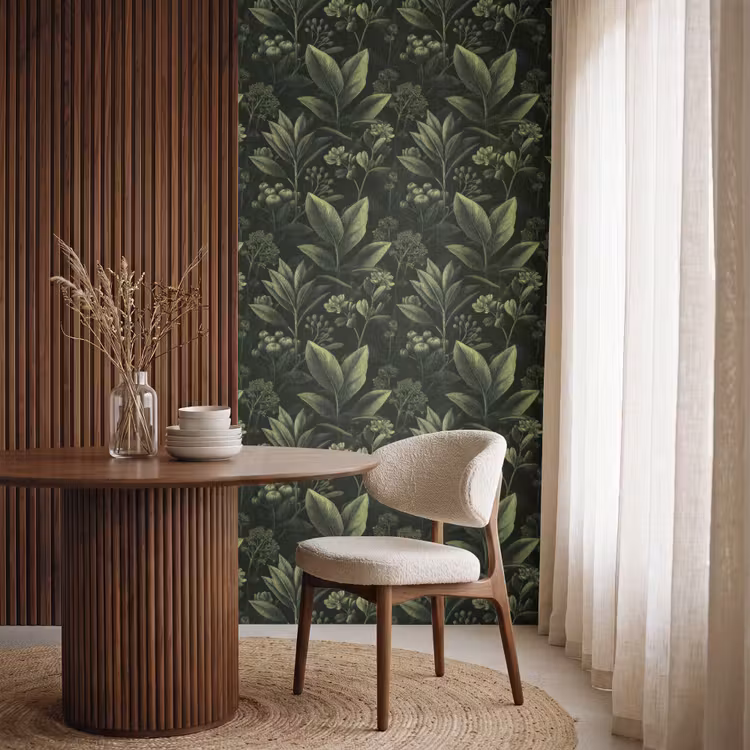 Klassiek - Donker - Botanisch - Planten Behang Vlies klein 1076 -sfeer1