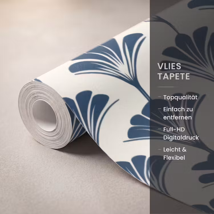 Klassiek - Motief - Blauw Behang Vlies klein 1076 -USP_closeupDE