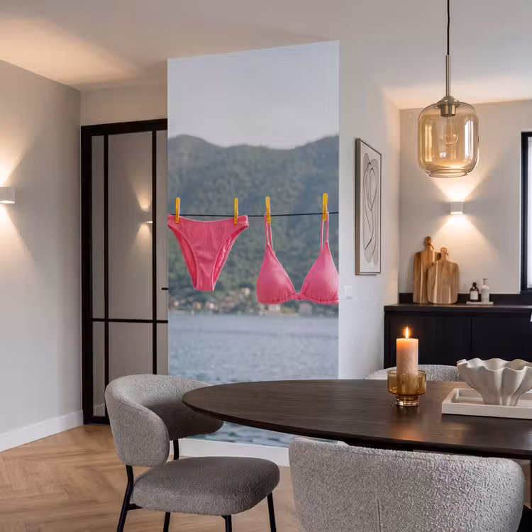 Kleding - Badkleding - Waslijn - Zomer - Roze Behang Vlies klein -sfeer3