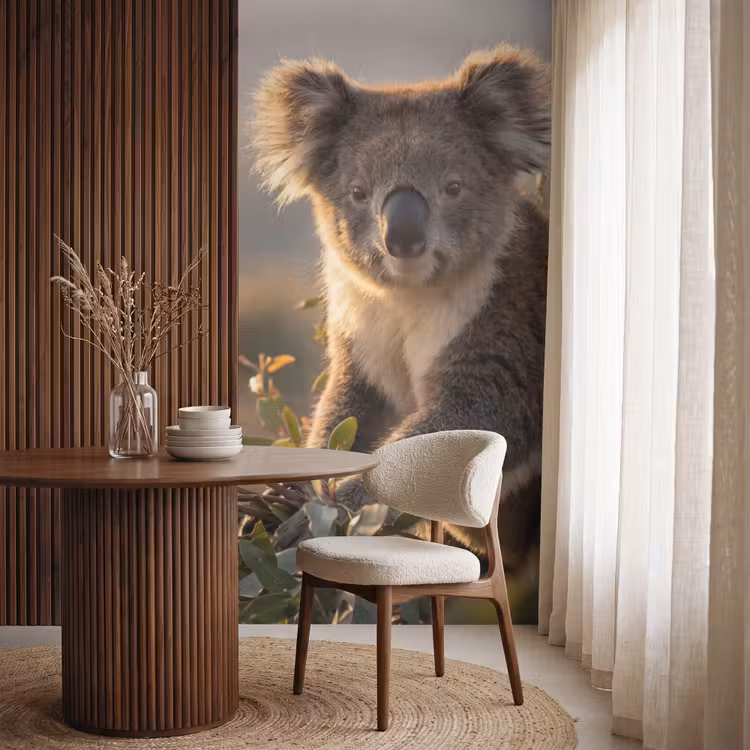 Koala - Bladeren - Ochtendlicht Behang Vlies klein -sfeer1