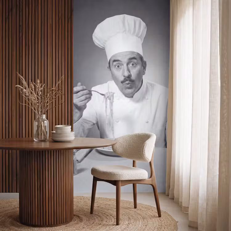 Chef - Spaghetti - Pasta Behang Vlies klein -sfeer1