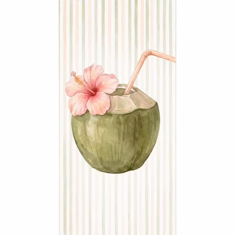 Kokosnoot - Drank - Tropisch - Illustratie - Zomer Behang Vlies klein -3d_website