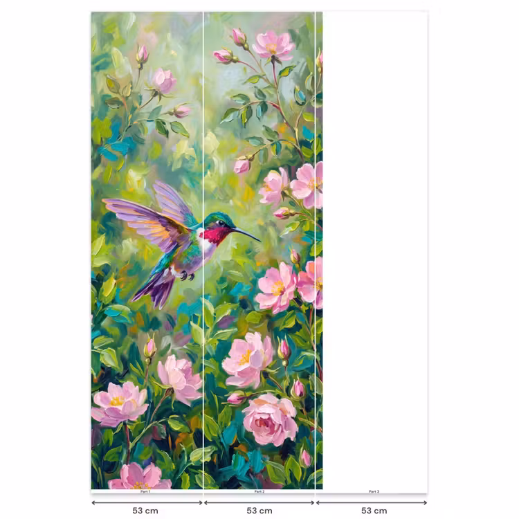 Kolibrie - Bloemen - Natuur - Kleurrijk Behang Vlies klein -USP_banen