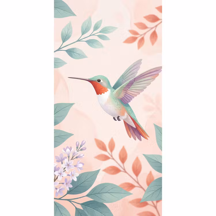 Kolibrie - Vliegen - Natuur - Illustratie - Kleurrijk Behang Vlies klein -3d_website