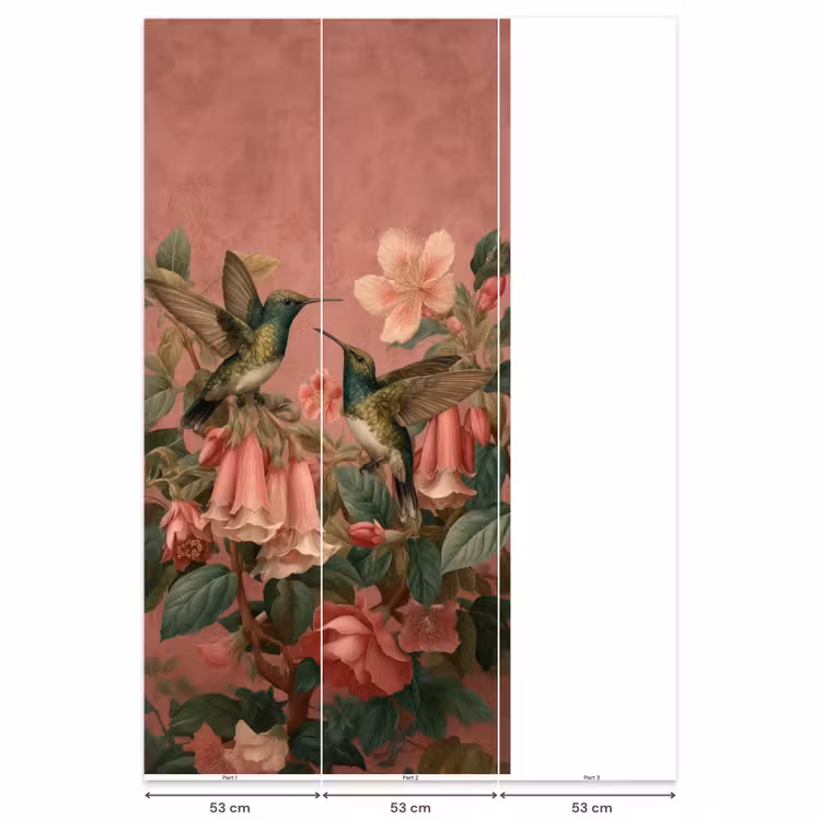 Kolibries - Bloemen - Groen - Roze Behang Vlies klein -USP_banen