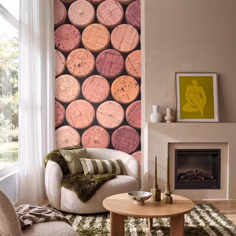 Tapete - Kork – Muster – Abstrakt – Modern – Rot - Kurk - Patroon - Abstract - Modern - Rood Behang Vlies klein