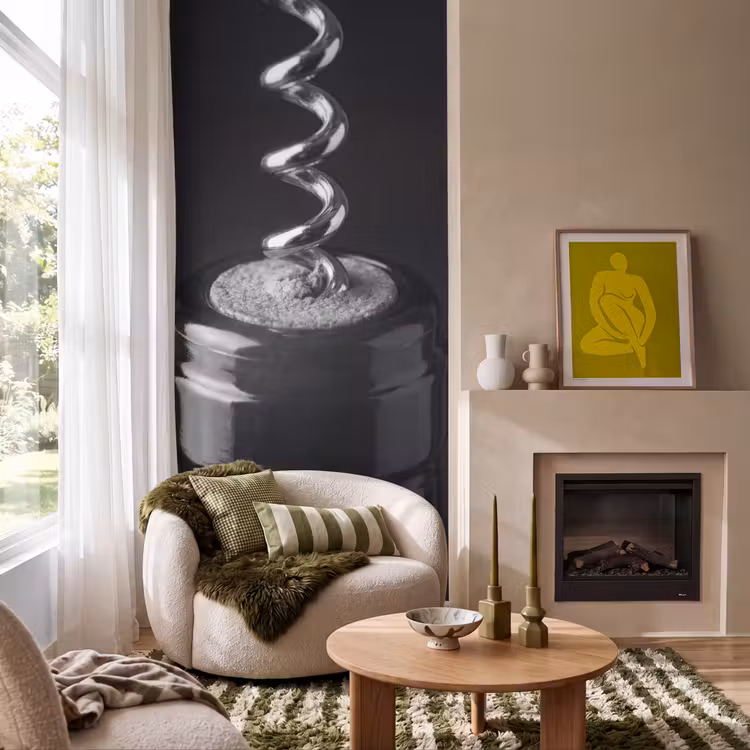 Kurkentrekker - Wijn - Zwart - Wit Behang Vlies klein -sfeer2
