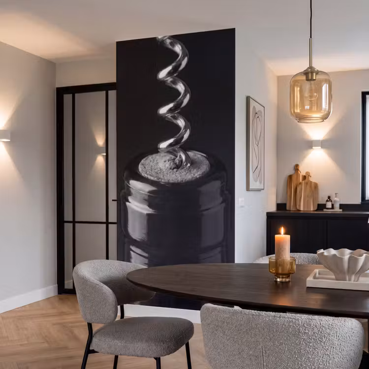 Kurkentrekker - Wijn - Zwart - Wit Behang Vlies klein -sfeer3