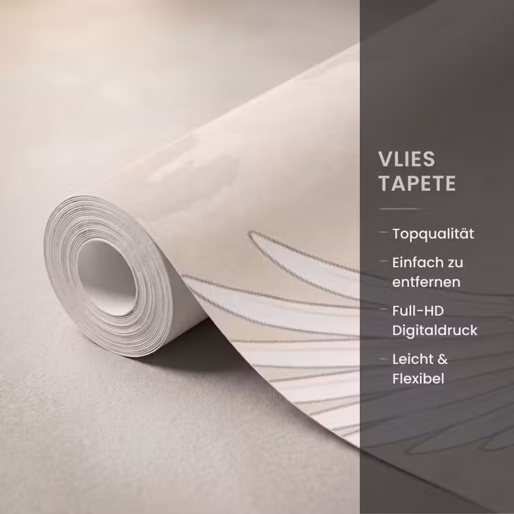 Kraanvogels - Bloesem - Beige Behang Vlies klein -USP_closeupDE