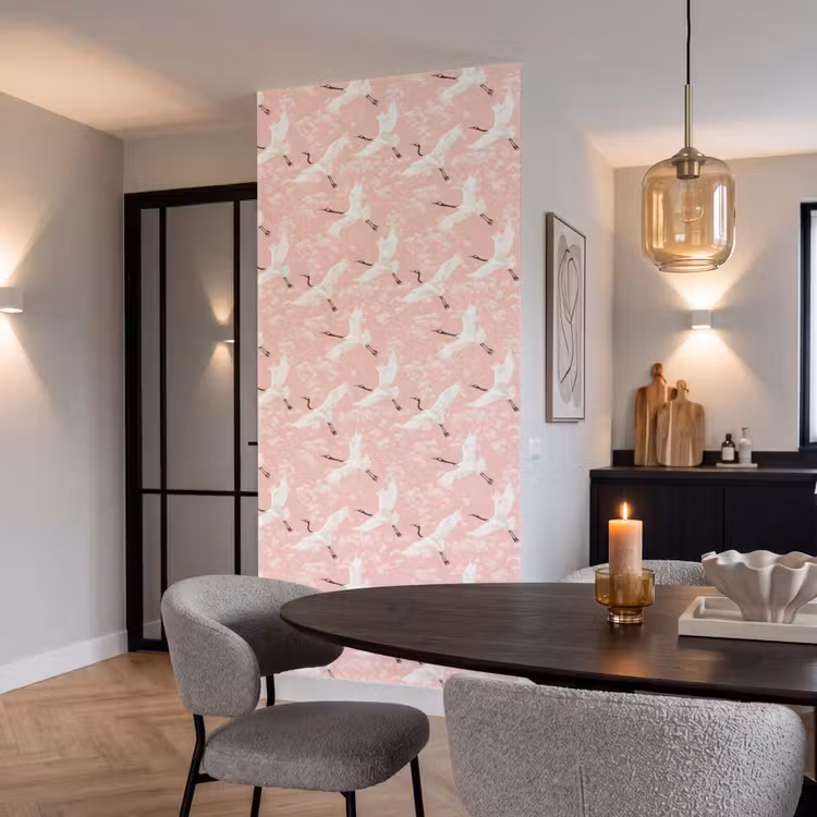 Kraanvogels - Bloesem - Roze Behang Vlies klein 1076 -sfeer3