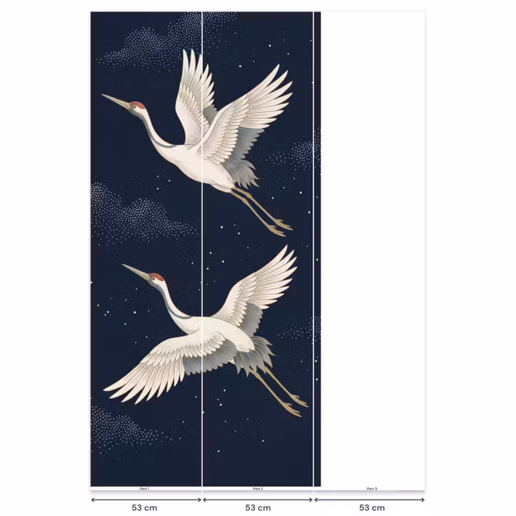 Kraanvogels - Nachthemel - Blauw Behang Vlies klein -USP_banen