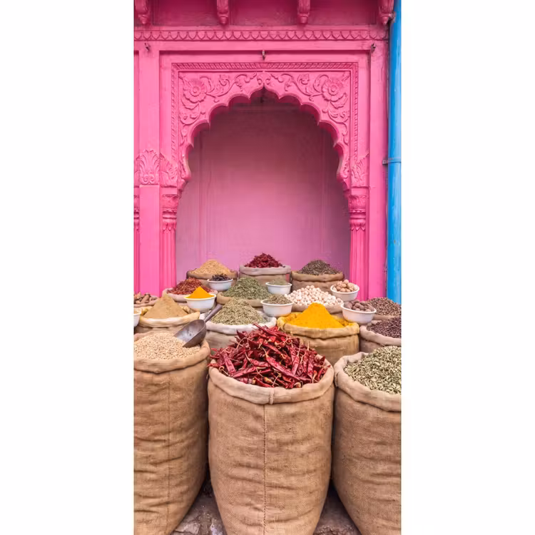 Tapete - Kräuter – Markt – Rosa - Kruiden - Markt - Roze Behang Vlies klein