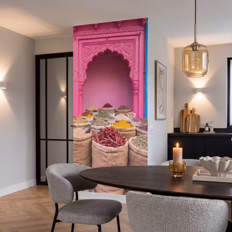 Tapete - Kräuter – Markt – Rosa - Kruiden - Markt - Roze Behang Vlies klein
