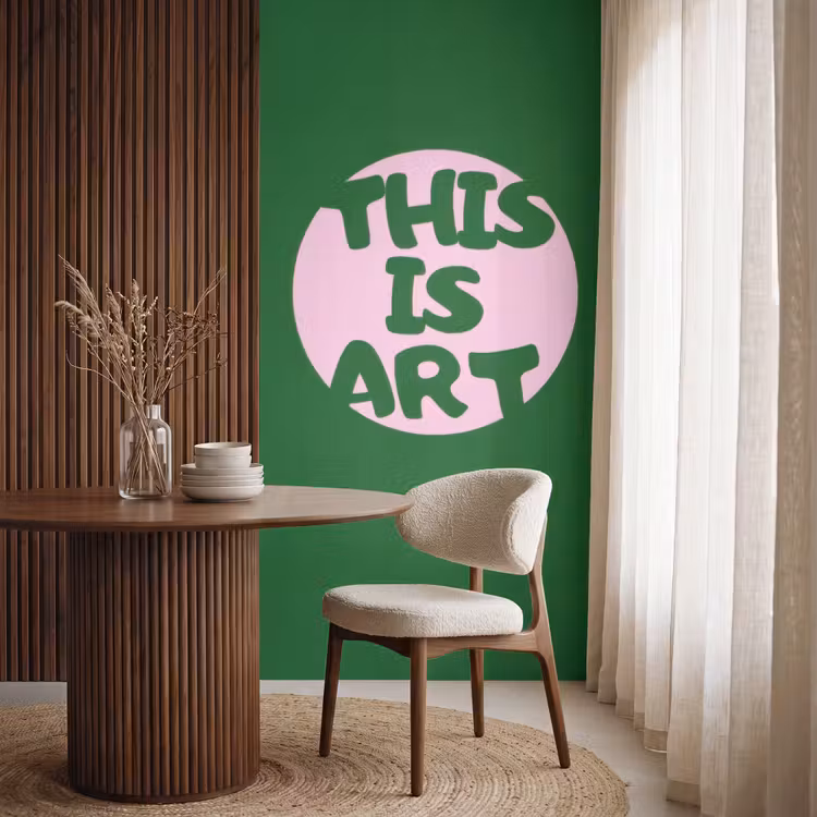 Cirkel - Roze - Tekst - Art Behang Vlies klein -sfeer1
