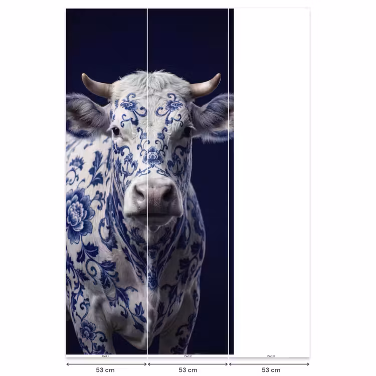 Koe - Delfts - Blauw - Artistiek Behang Vlies klein -USP_banen