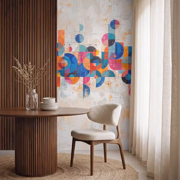 Kunst - Geometrisch - Abstract - Kleurrijk Behang Vlies klein -sfeer1