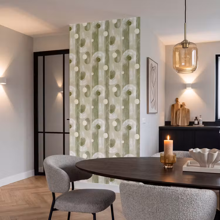 Artistiek - Modern - Groen Behang Vlies klein 1076 -sfeer3