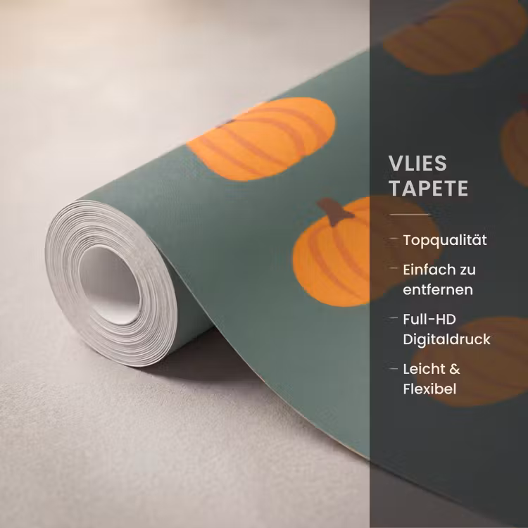 Pompoen - Patroon - Oranje Behang Vlies klein 1076 -USP_closeupDE