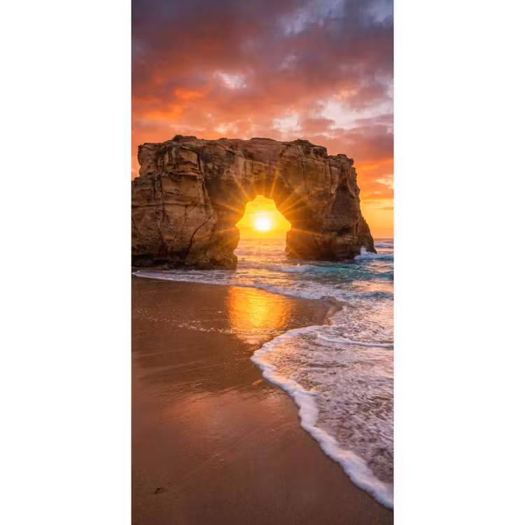 Kust - Rots - Zonsondergang - Zee - Natuur Behang Vlies klein -3d_website