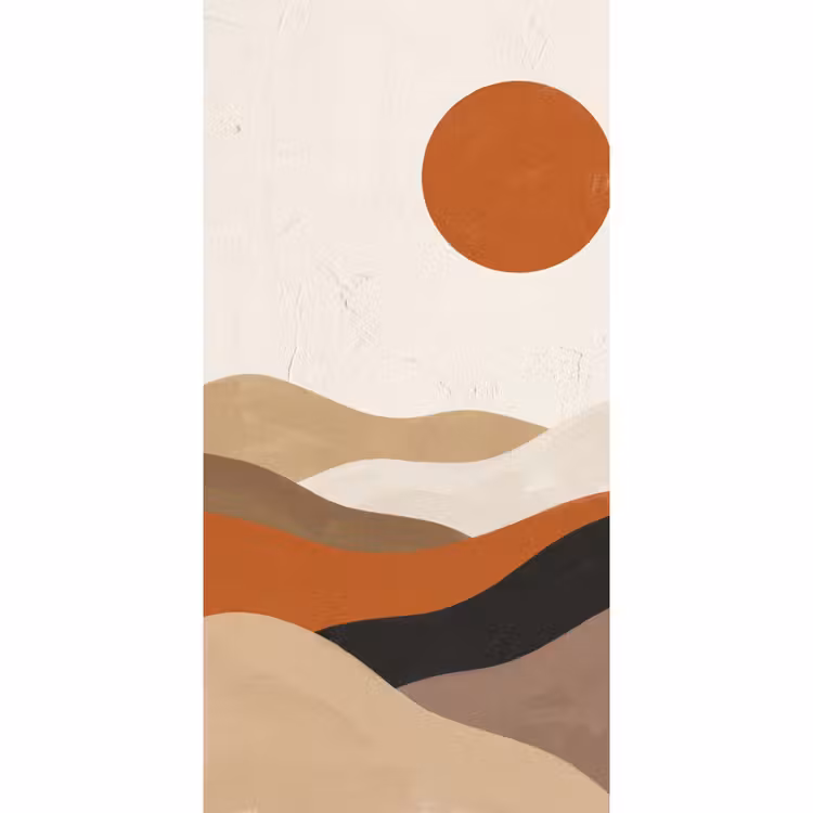 Landschap - Heuvels - Zon - Abstract - Oranje Behang Vlies klein -3d_website