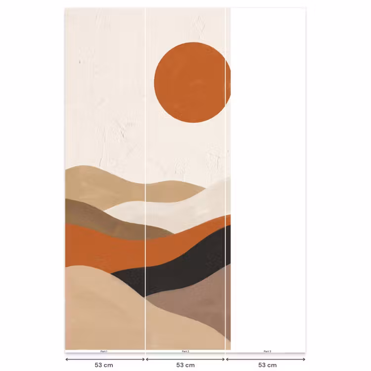 Landschap - Heuvels - Zon - Abstract - Oranje Behang Vlies klein -USP_banen