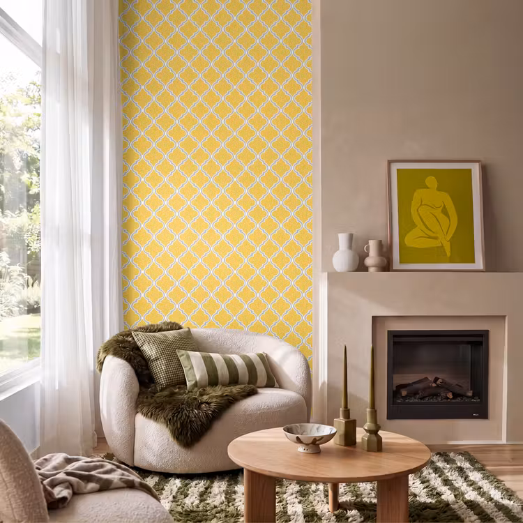 Lantaarn - Arabesk - Elegant - Geel Behang Vlies klein 1076 -sfeer2